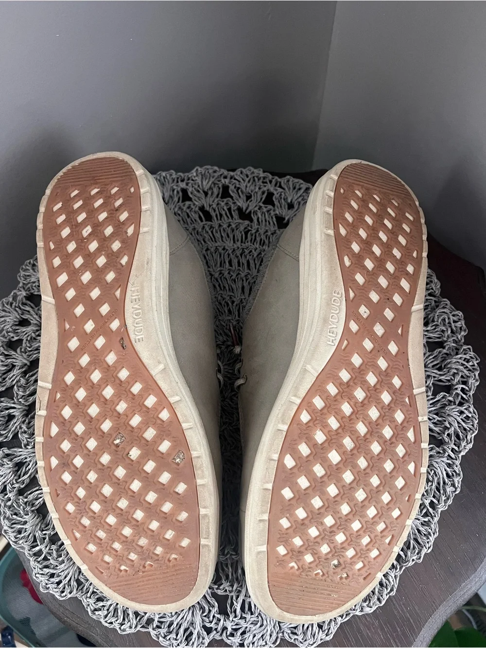 Hey Dude Men's Slip-On Casual Shoes - Light Gray leather